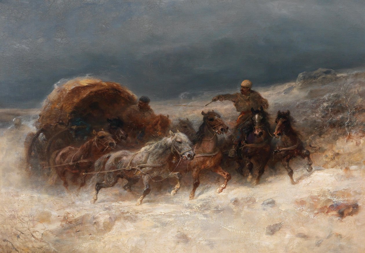 Kış Manzarasında Geldingler by Adolf Schreyer