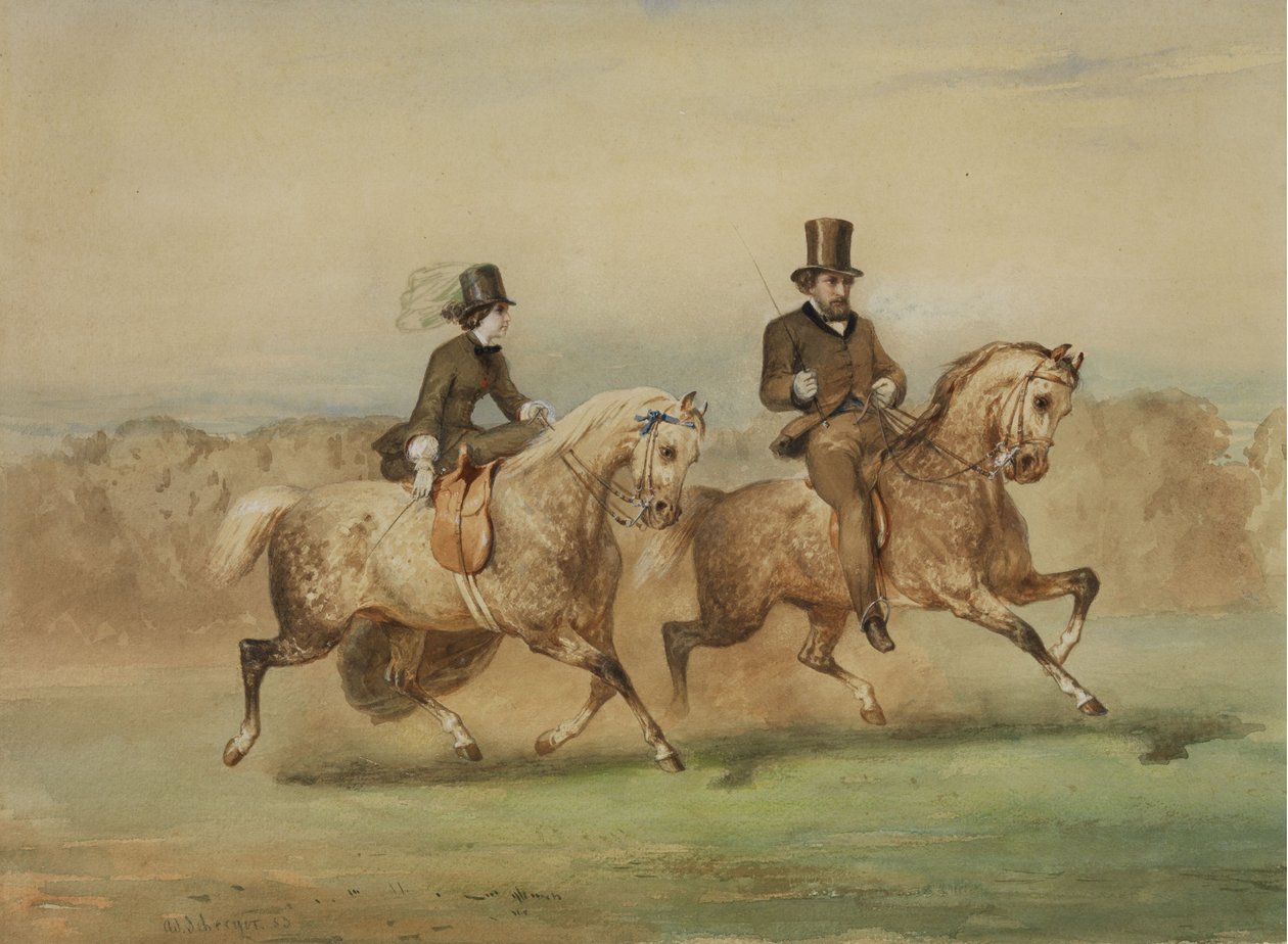 binicilik çift by Adolf Schreyer