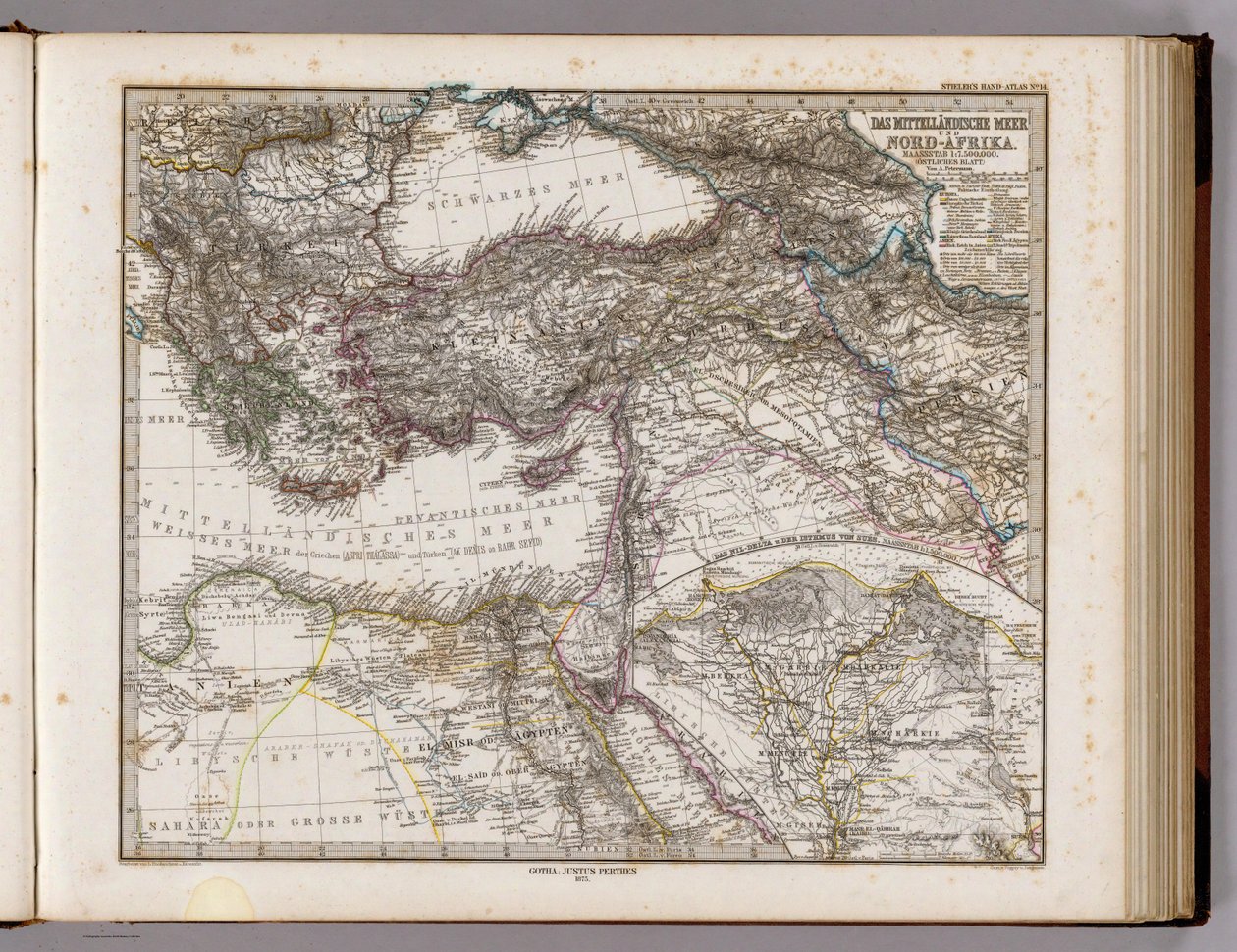 Akdeniz ve Kuzey Afrika. Ölçek 1 by Adolf Stieler