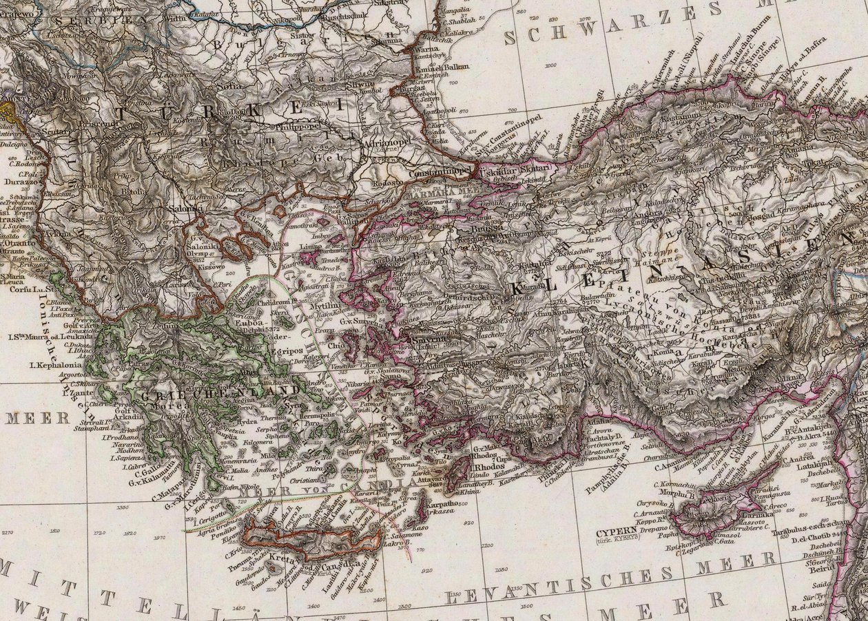 Akdeniz ve Kuzey Afrika. Ölçek 1 by Adolf Stieler