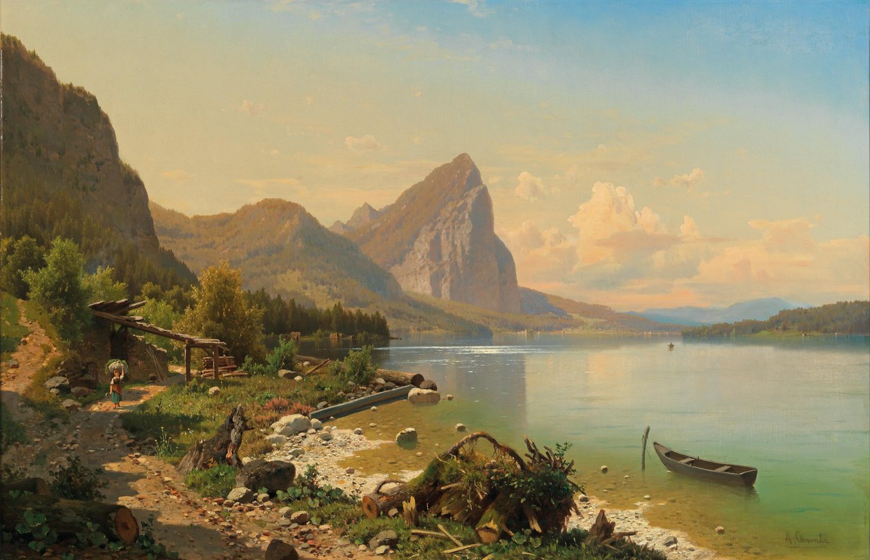 Drachenwand manzaralı Scharfling yakınlarındaki Mondsee