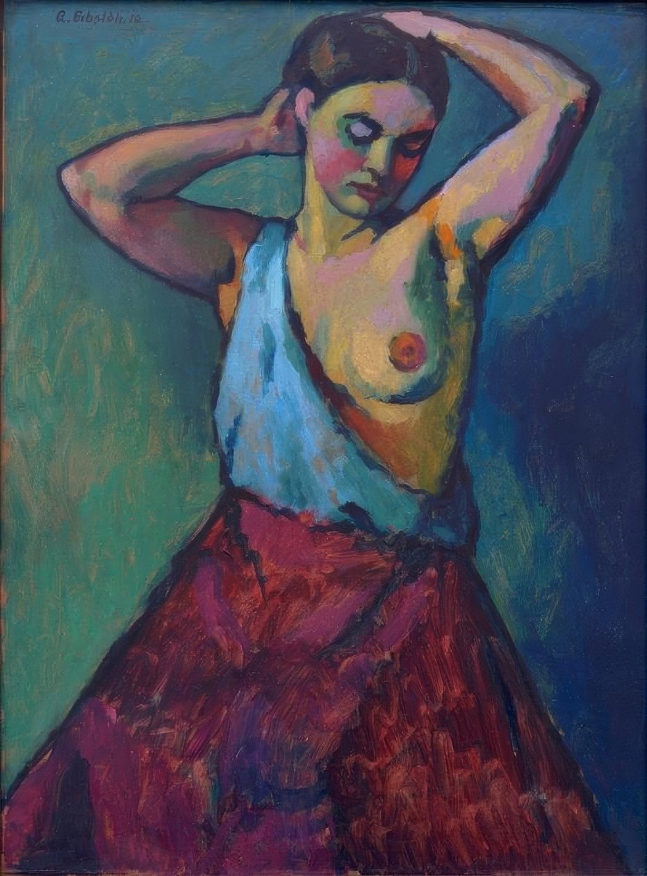 kırmızı etekli kız by Adolf Erbslöh