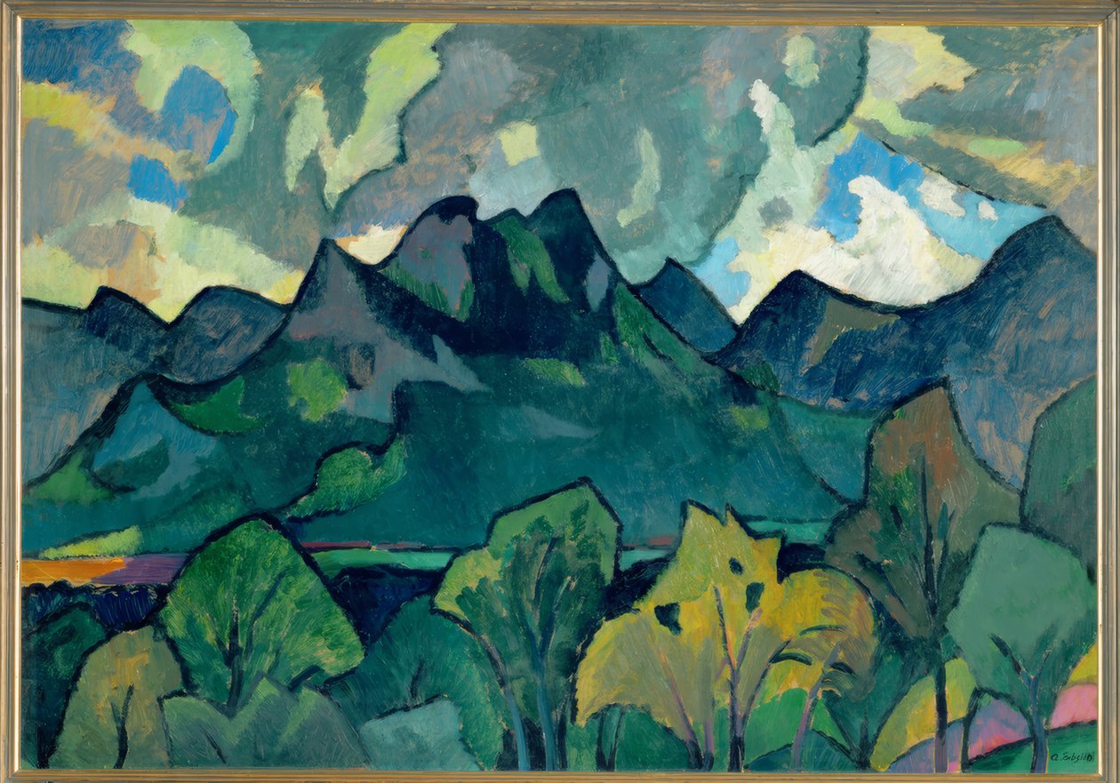 Brannenburg yakınlarındaki Yukarı Bavyera dağ manzarası by Adolf Erbslöh