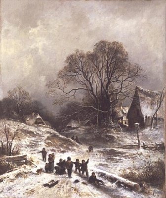 Karda oynayan çocuklar by Adolf Heinrich Lier
