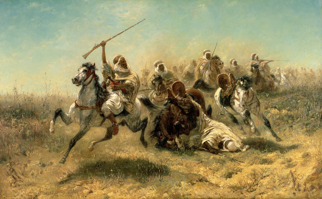 Arap Atlıları saldırıya uğradı, 1869 by Adolf Schreyer
