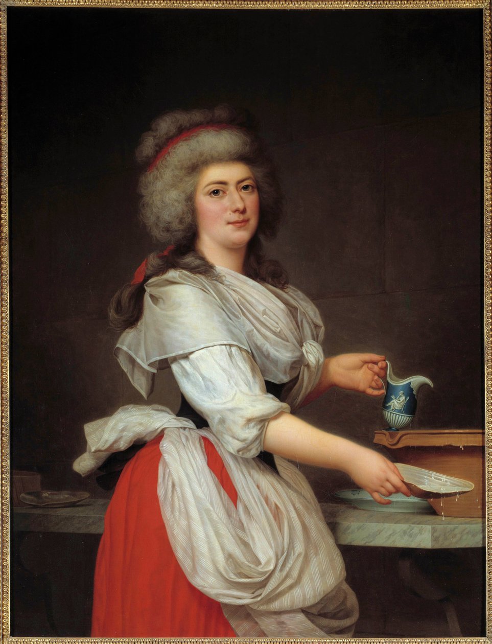 Madam Aughie'nin portresi, Fransa Kraliçesi Marie Antoinette'in hizmetçisi Adolf Ulrich Wertmuller'in (1751 - 1811) tablosu 18. yüzyıl Stockholm Ulusal Müzesi by Adolf Ulrich Wertmuller