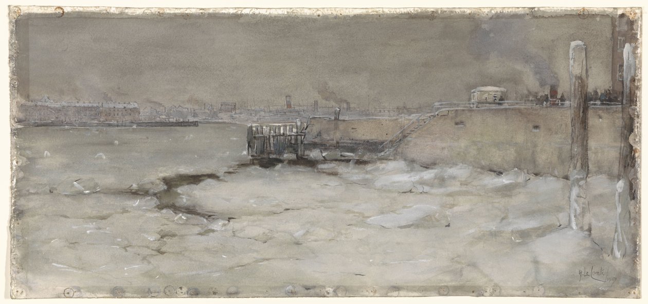 Rotterdam'da Maas'ta buzda seyir by Adolf le Comte