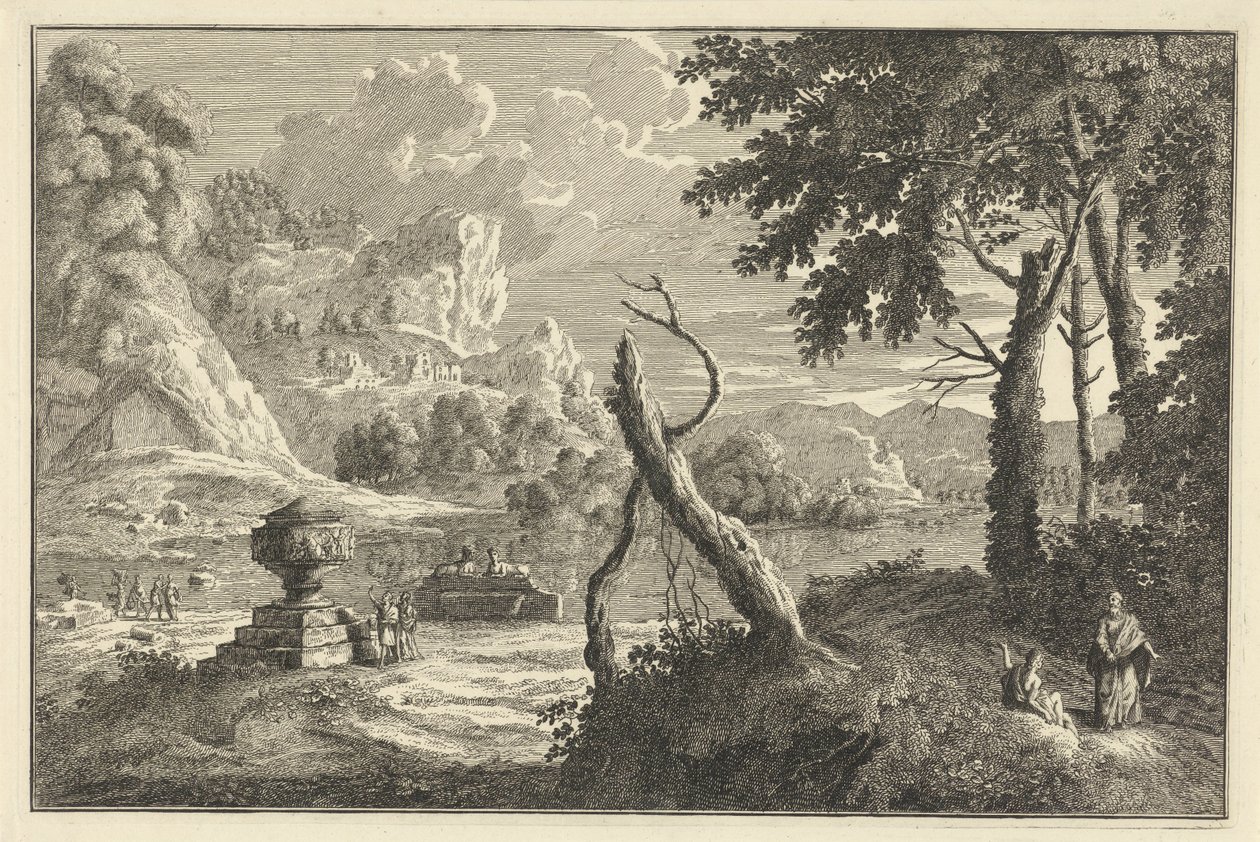 Kırık ağaç ile Arcadian nehir manzara İtalyan ve Alman manzaraları (dizi başlığı) by Adolf van der Laan