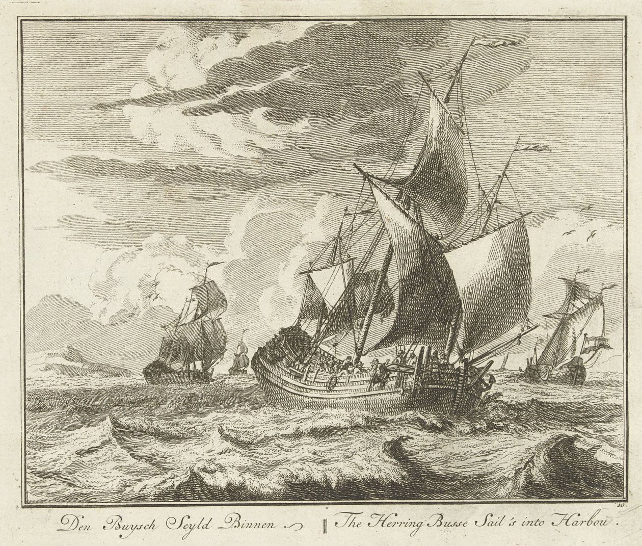 Ringa balığı tüpüyle eve yelken, 1725 dolayları Den Buysch Seyld Binnen / Herring Busse Yelkeni Barbou