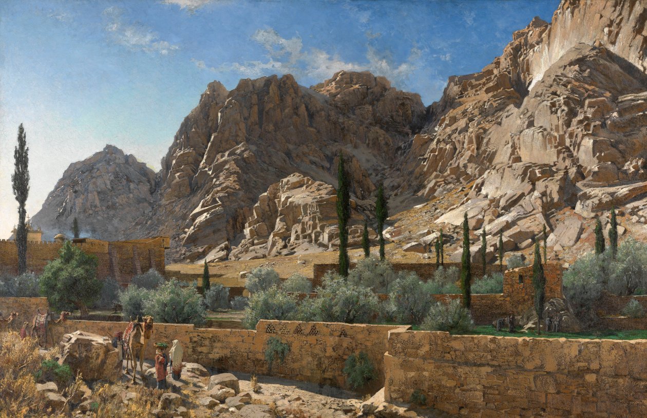 Sina Dağı'ndaki St. Catherine Manastırı (tuval üzerine yağlı boya) by Adolf von Meckel