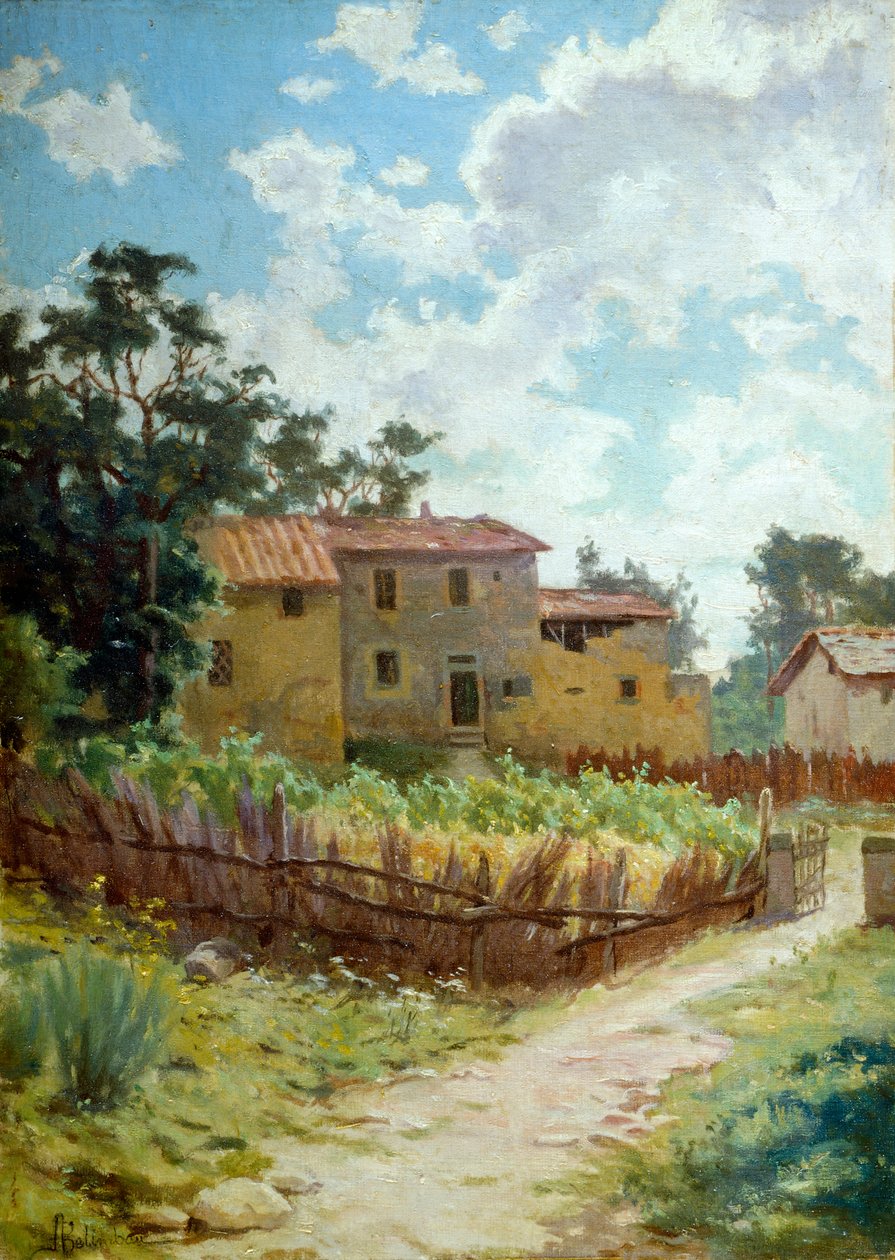 Adolfo Belimbau (1845-1938) tarafından Toskana Manzarası, tuval üzerine yağlı boya, 44x31 cm by Adolfo Belimbau