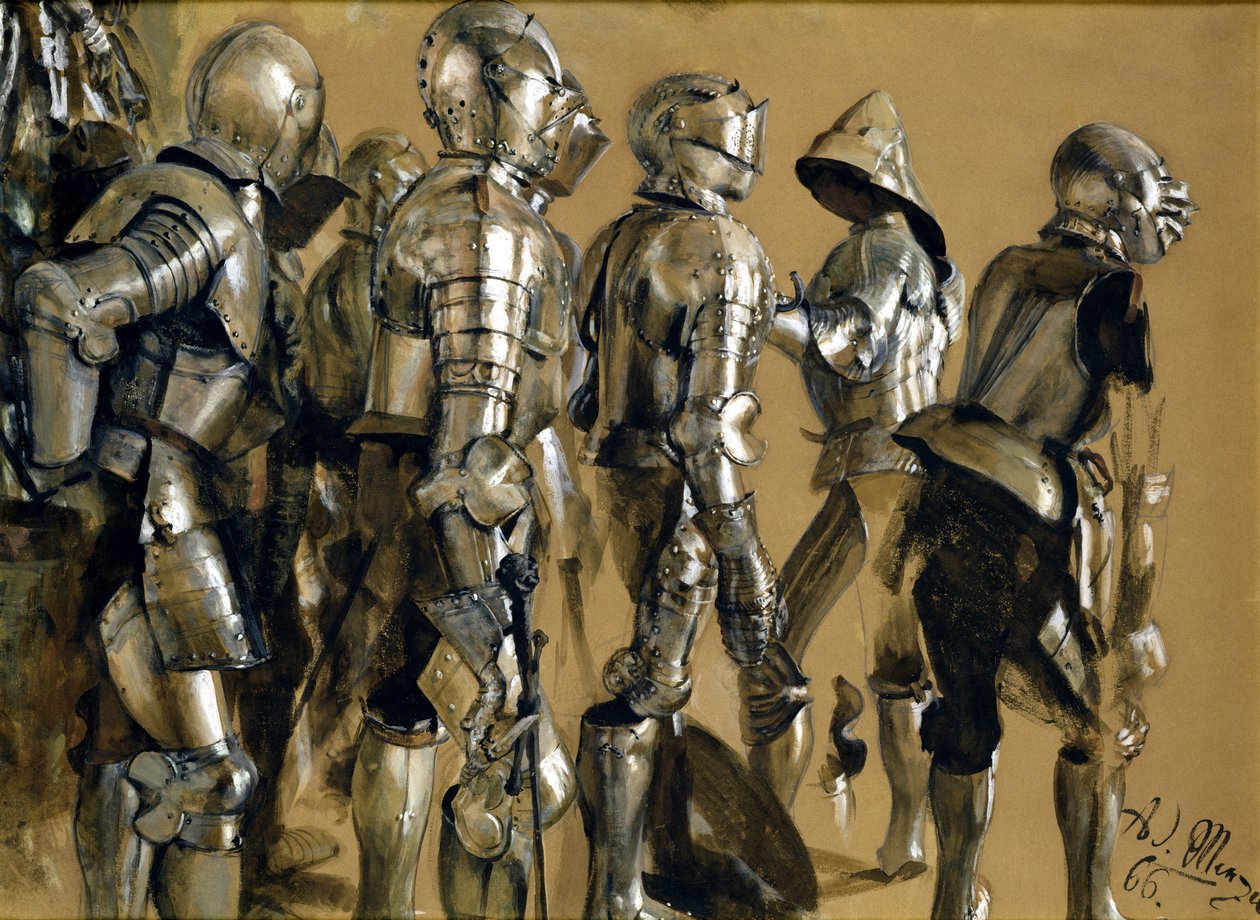 Zırh, 1866 (kart üzerine yapıştırılmış kağıt üzerine guaj boya) by Adolph Menzel