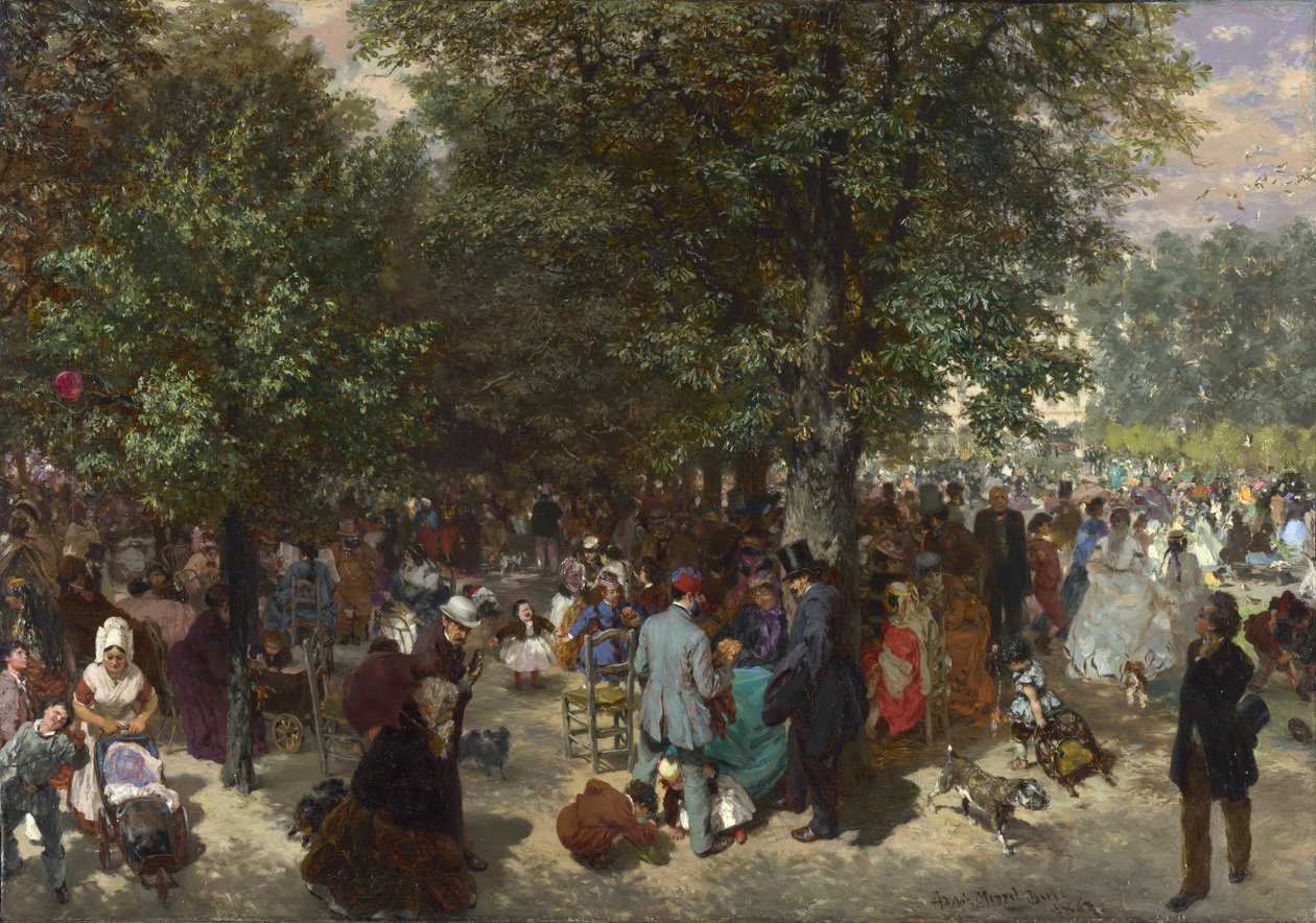 Tuileries Bahçelerinde Öğleden Sonra by Adolph Menzel