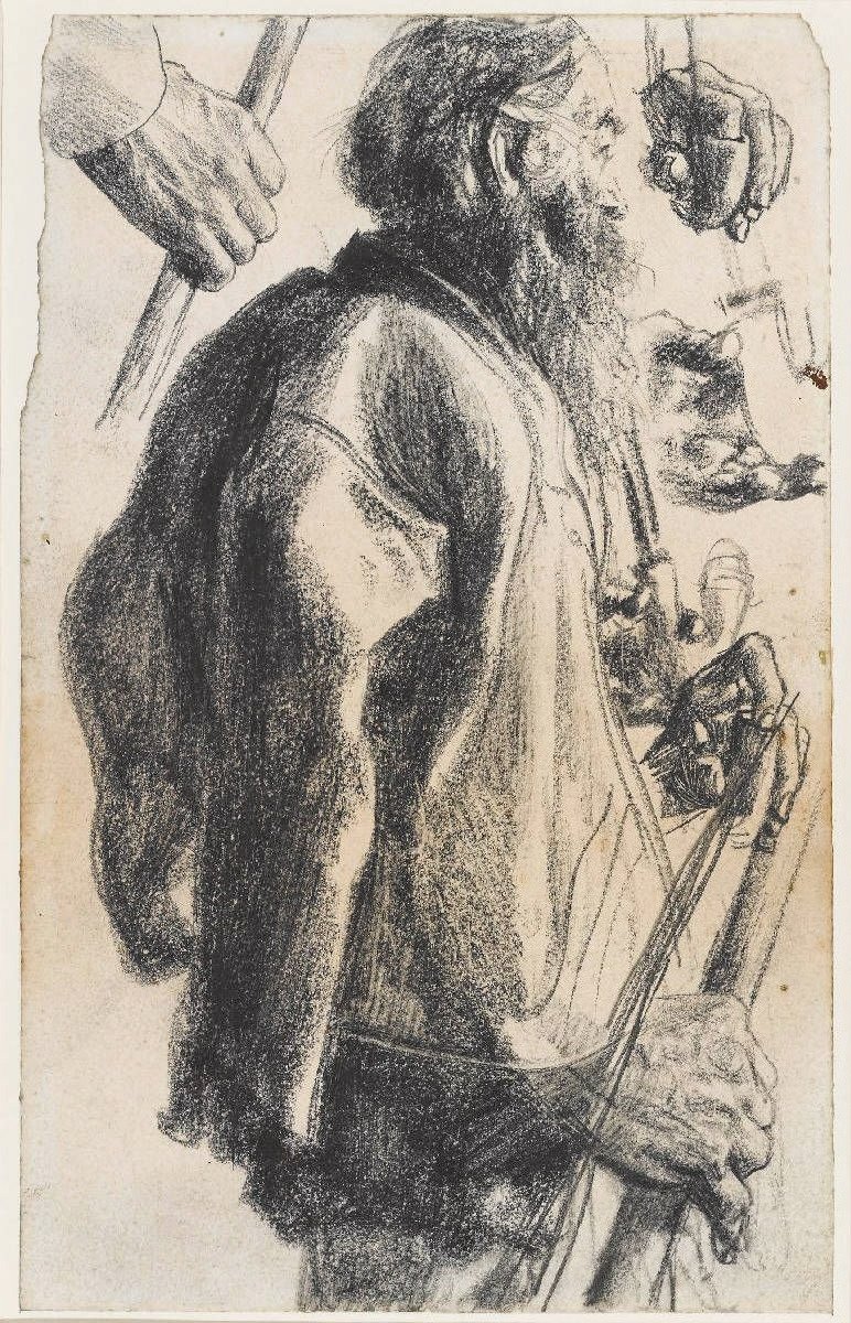 Tam sakallı yaşlı adam by Adolph Menzel