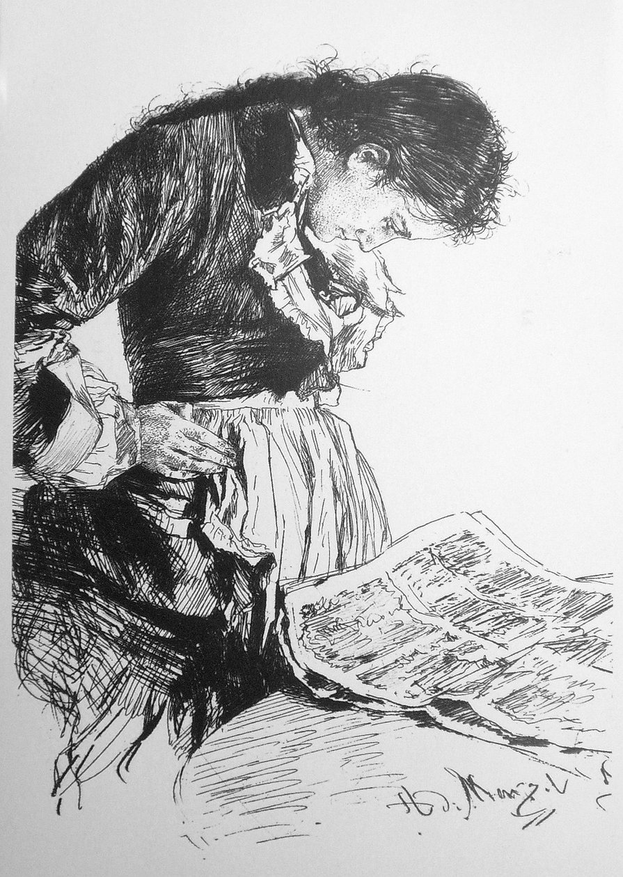 gazete okuyucusu by Adolph Menzel