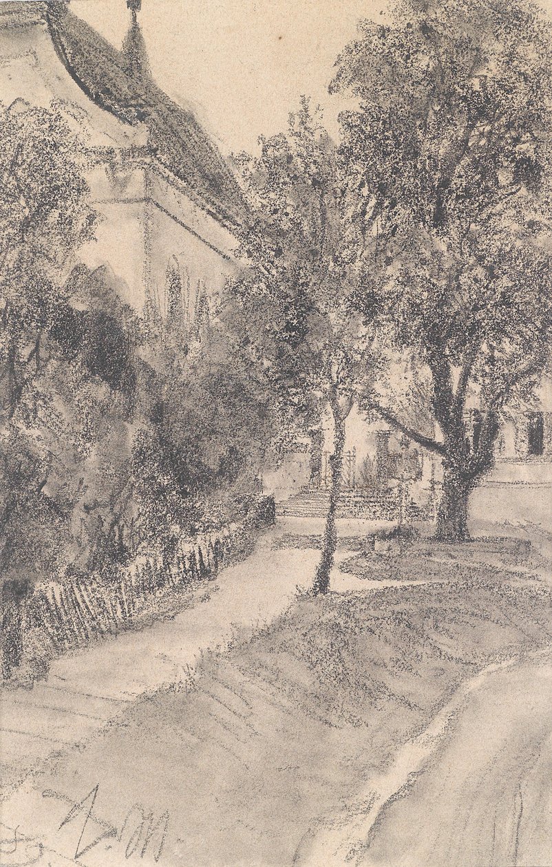 Bir dere boyunca bir eve yürüyün by Adolph Menzel