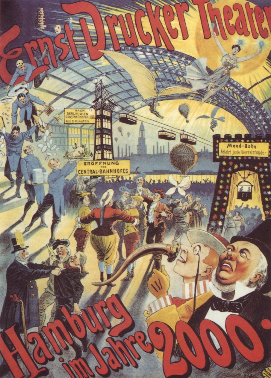 2000 Yılında Hamburg. Ernst Drucker Tiyatrosu afişi, 1896 by Adolph Friedländer