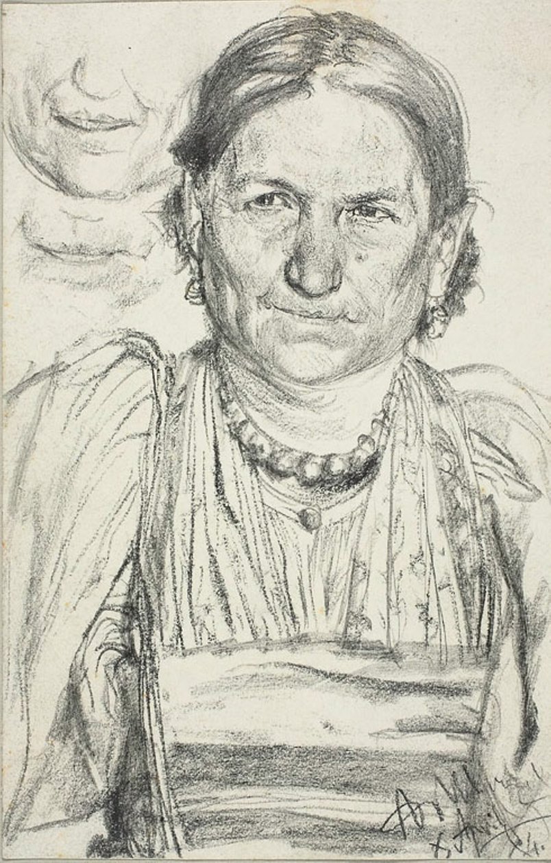 Köylü Kadın Portresi by Adolph Menzel