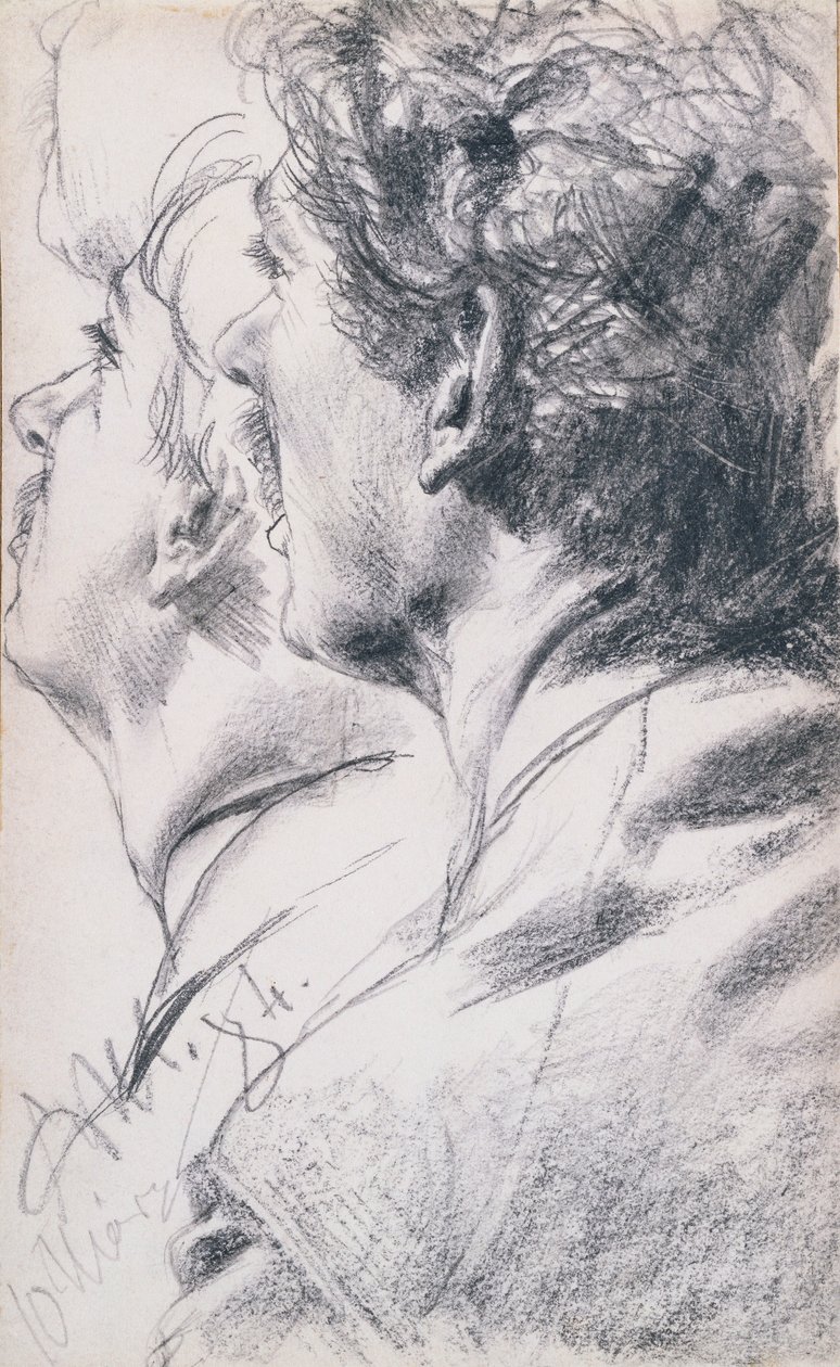 Soldaki Profilde Bir Genç Adamın Başı, 1884 by Adolph Menzel