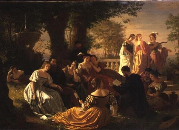 Bahçede Venedik Partisi Okuma by Adolph Friedrich George Wichman
