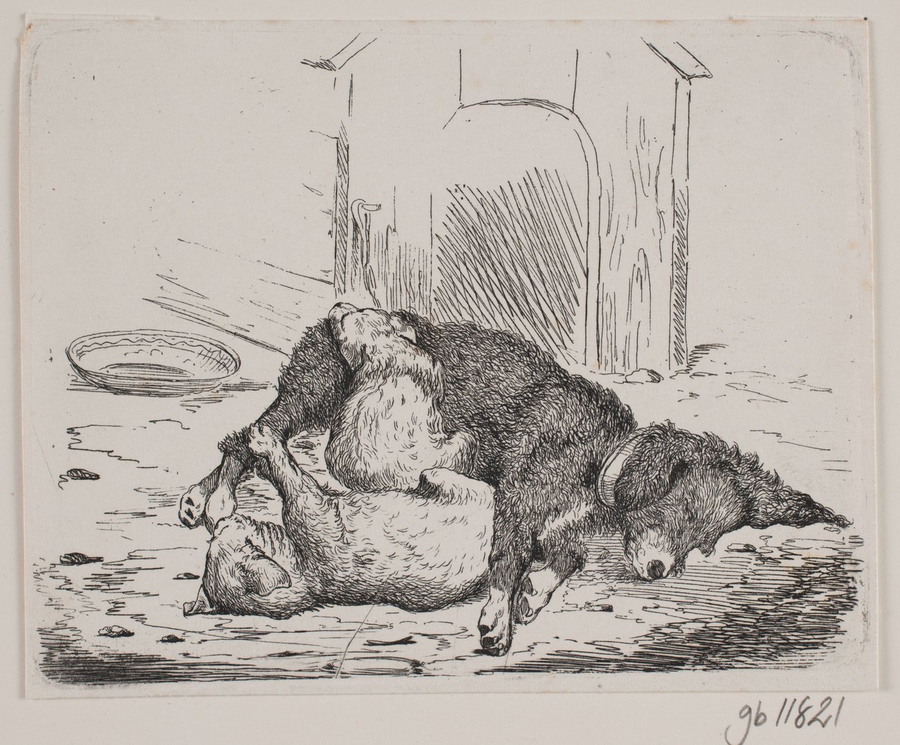 Köpek yavrusu ile köpek tasma by Johan Adolph Kittendorff