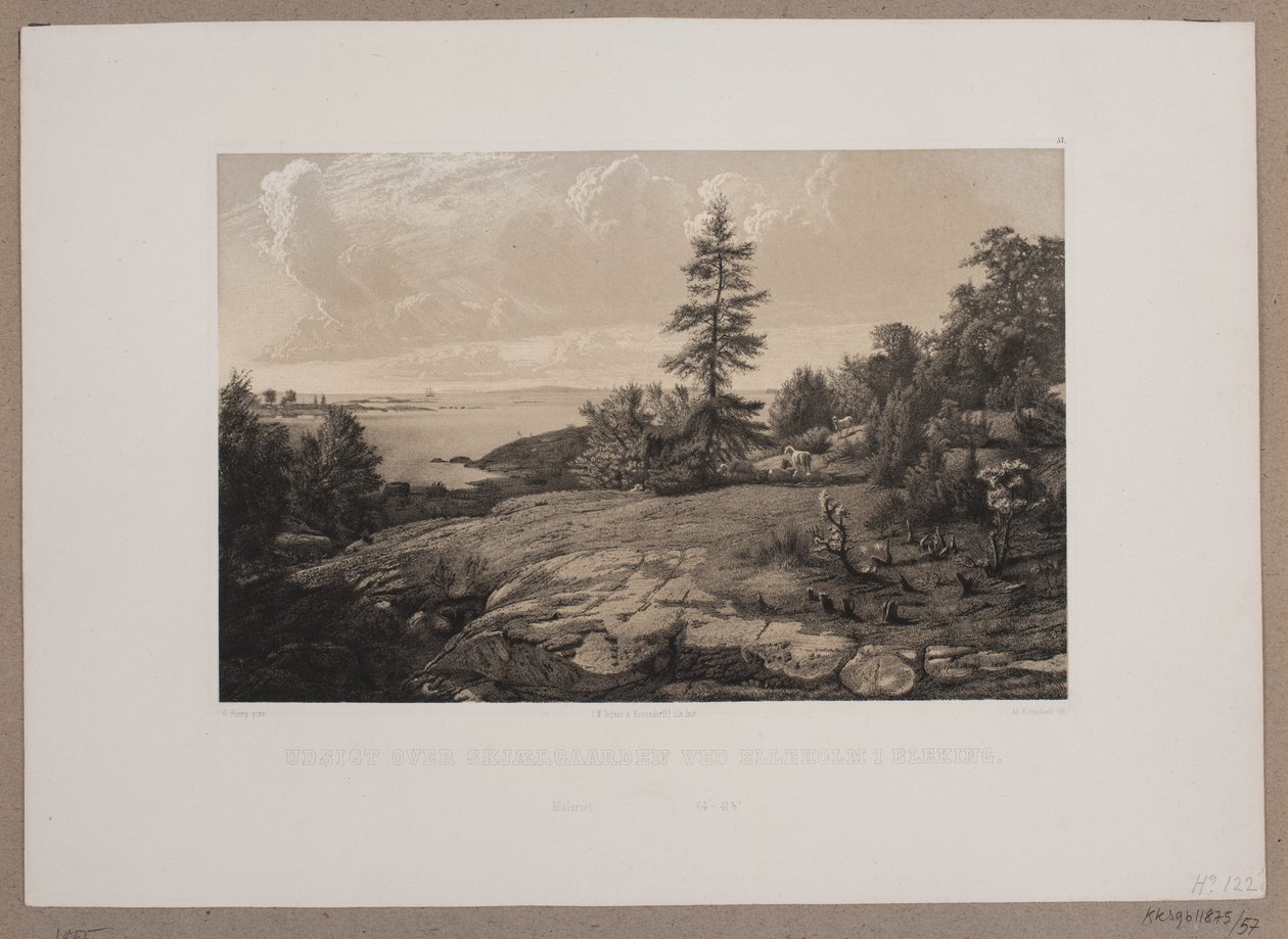 Bleking'deki Elleholm'daki Skjærdgaarden'in görünümü. by Johan Adolph Kittendorff