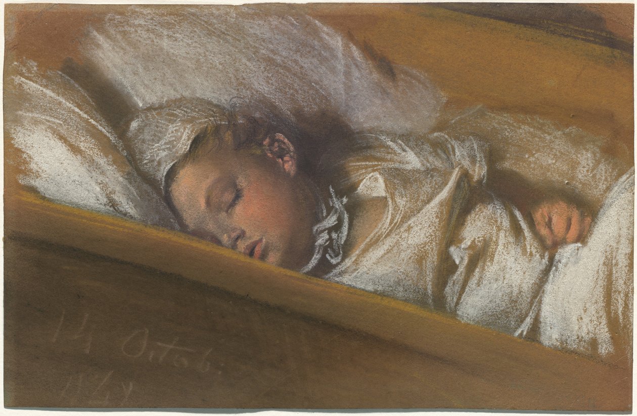 Beşiğinde Uyuyan Bir Bebek by Adolph Menzel
