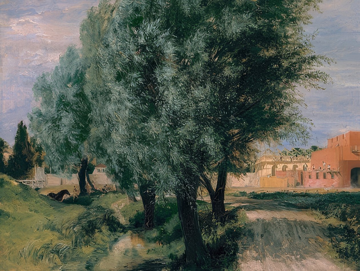 Söğüt ile şantiye. 1846 by Adolph Menzel