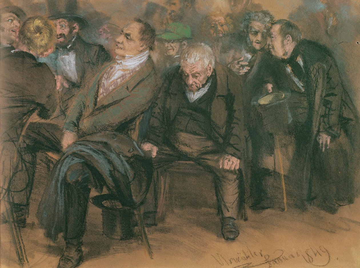 Halk Toplantısında Burjuva Almanlar, 1849 (kağıt üzerinde pastel) by Adolph Menzel