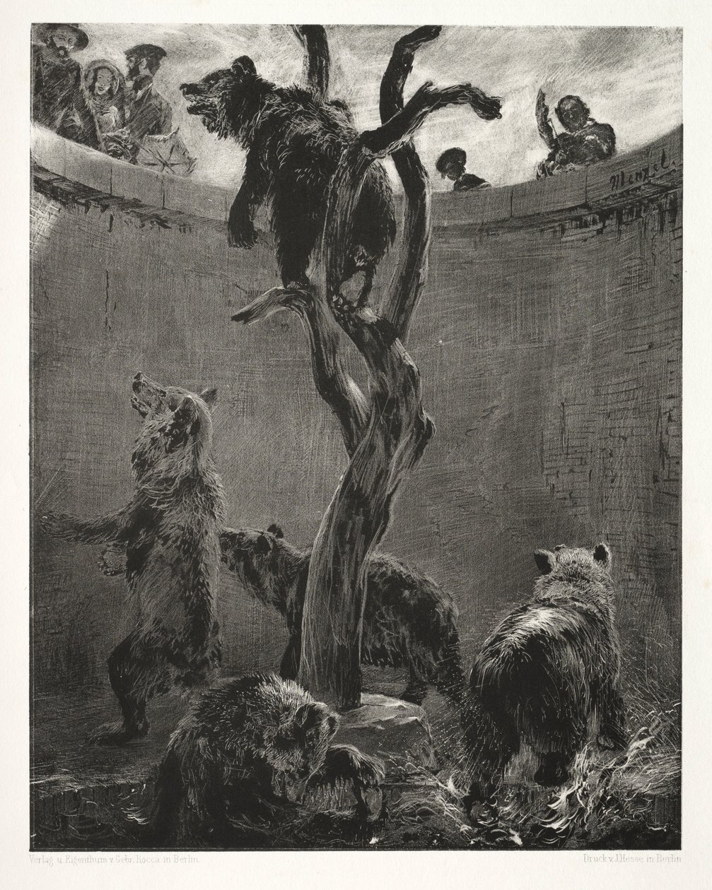Fırçalı ve Kazıyıcılı Taş Üzerine Deneme: Ayı Çukuru, 1851. by Adolph Menzel