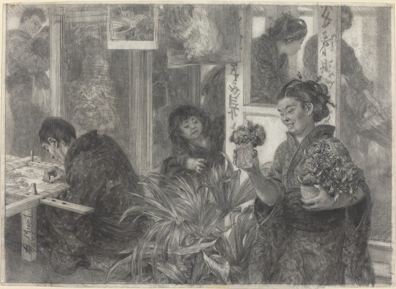 Japon Sanatçı İş Başında by Adolph Menzel