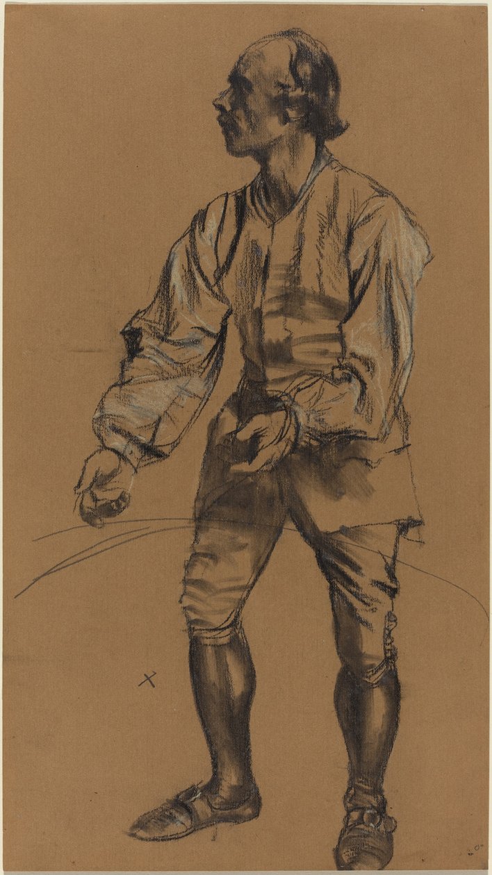 Richard Menzel On Sekizinci Yüzyıl Kostümüyle Poz Veriyor by Adolph Menzel