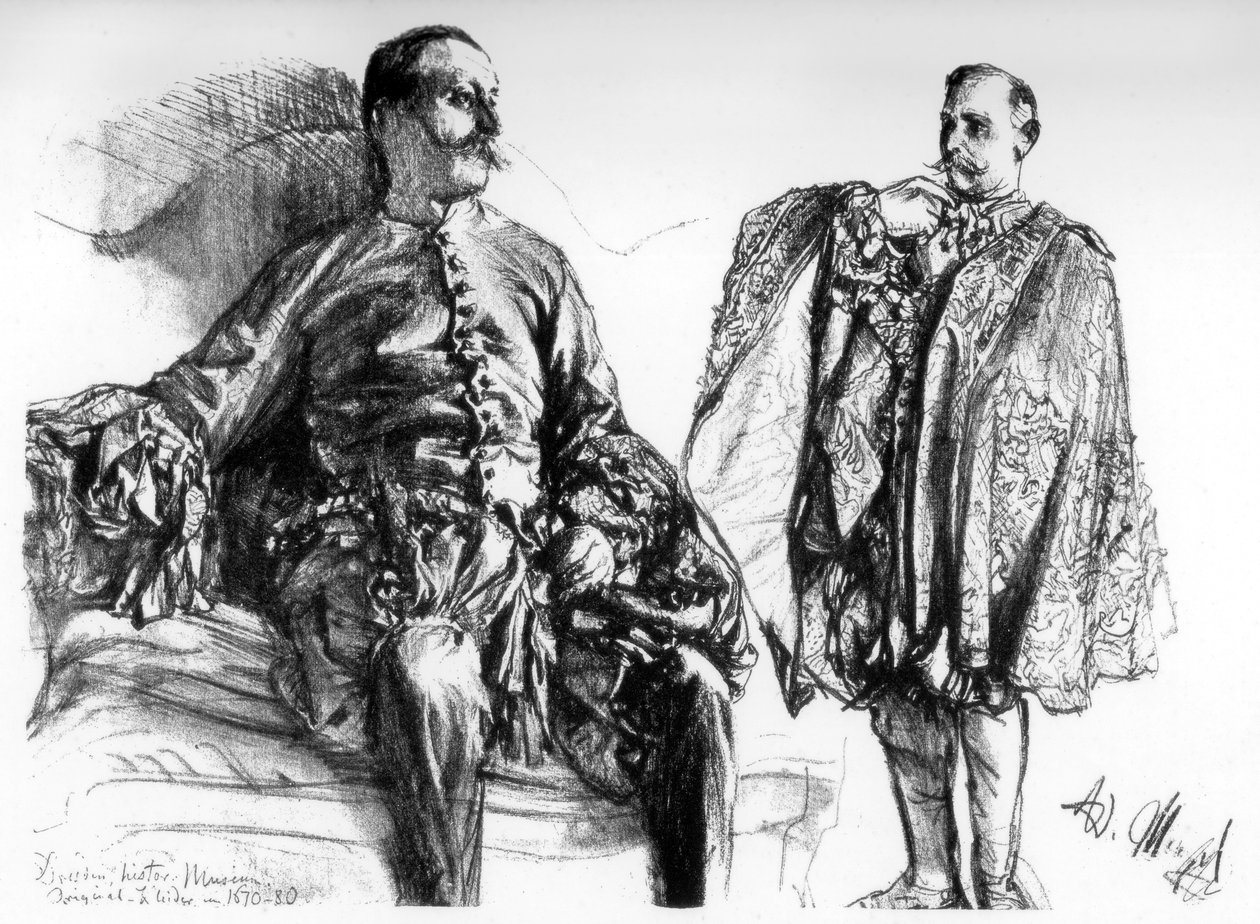 Yaşayan modeller üzerinde eski elbise çalışmaları, c1880-1882. by Adolph Menzel
