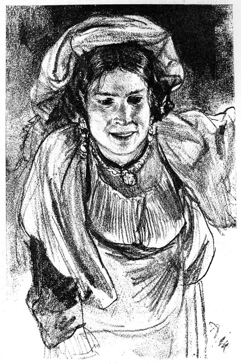 Bir İtalyan Kızın Çalışması, c1880-1882. by Adolph Menzel
