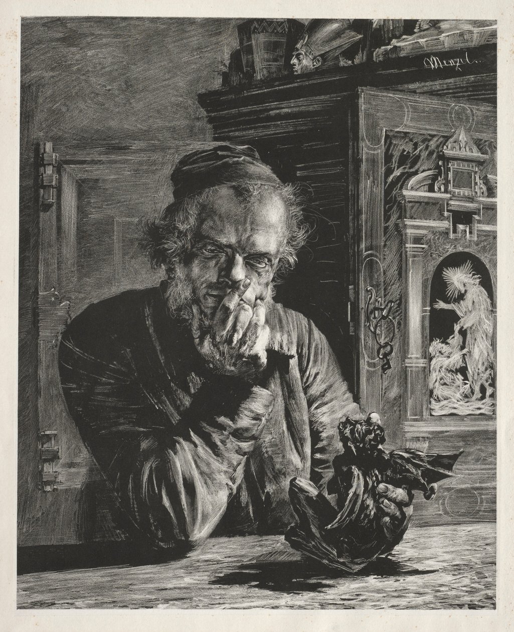 Antikacı - Otoportre, 1851. by Adolph Menzel