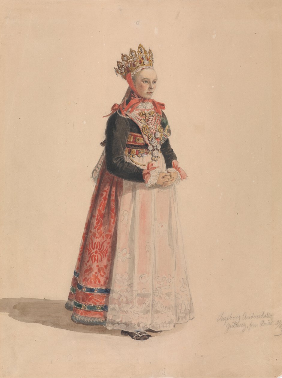 Ingeborg Andresdatter Gulsvik Gelin olarak by Adolph Tidemand