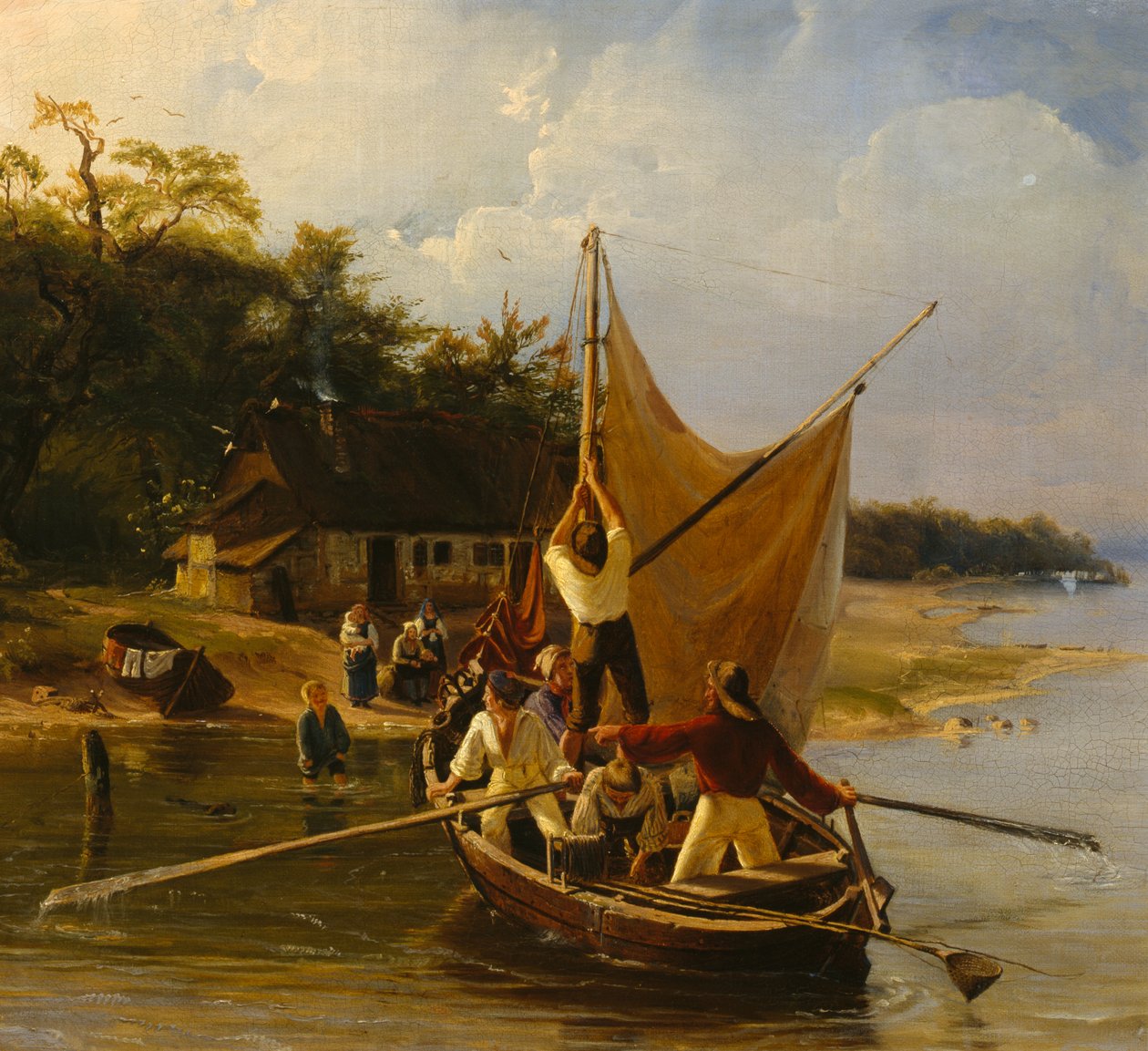 Danimarkalı balıkçıların dönüşü by Adolph Tidemand