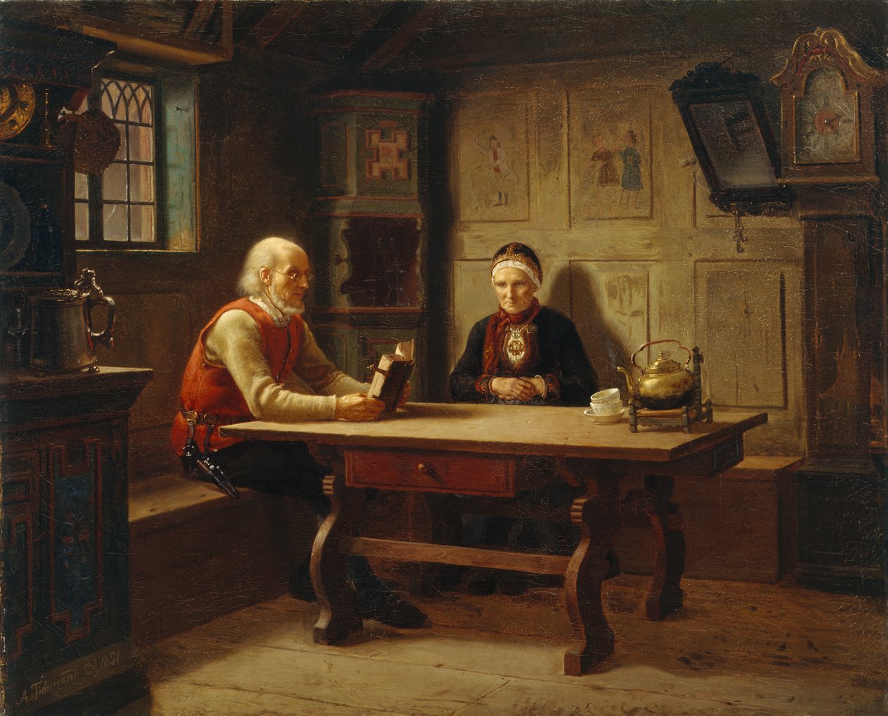 Yalnız yaşlı (Ev duaları), Gulsvik by Adolph Tidemand