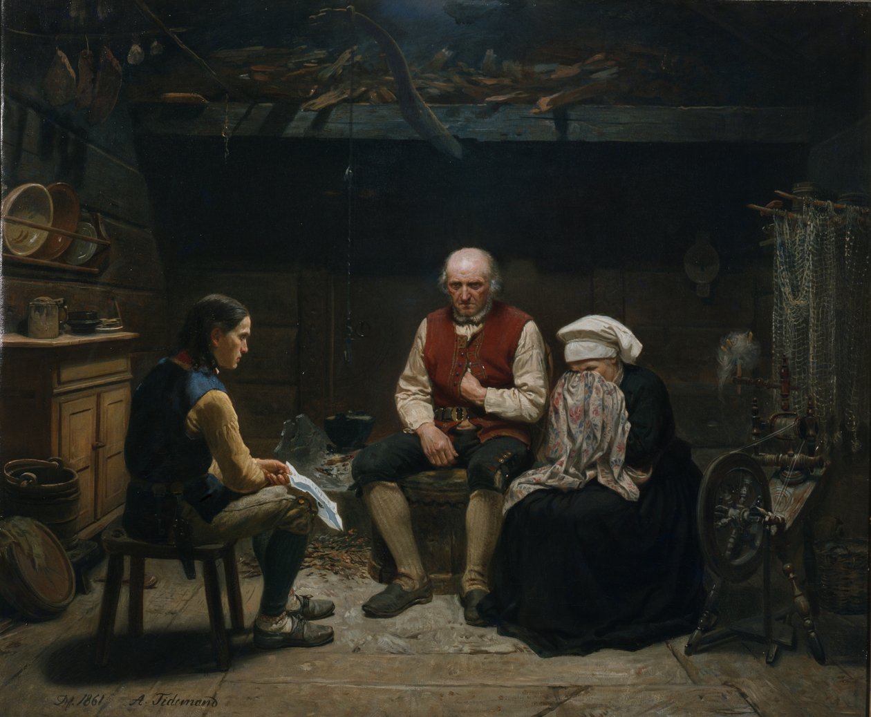 Trajik Haber (tuval üzerine yağlı boya) by Adolph Tidemand