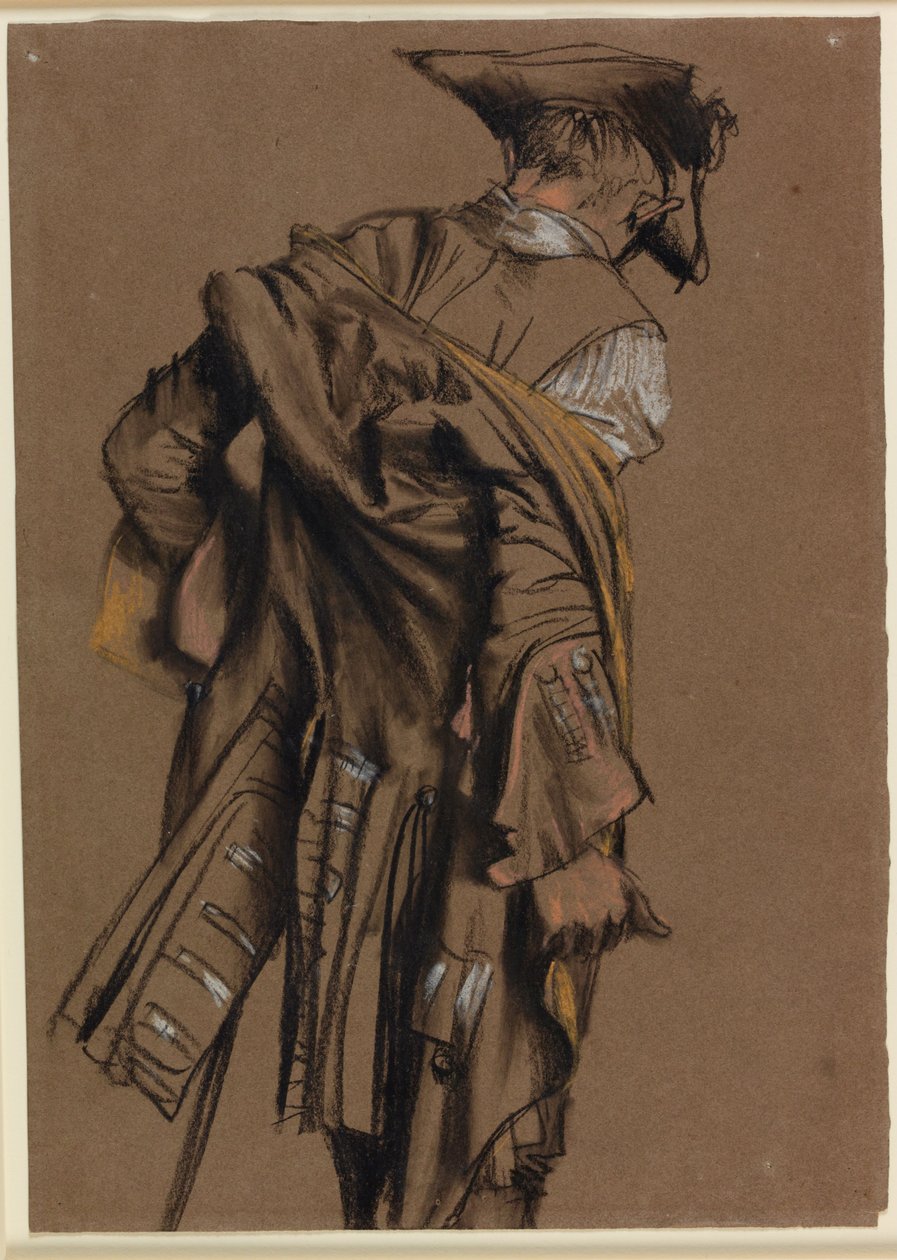 Sanatçının Modeli, Arka Görünümde On Sekizinci Yüzyıl Üniforması Giyiyor by Adolph Menzel