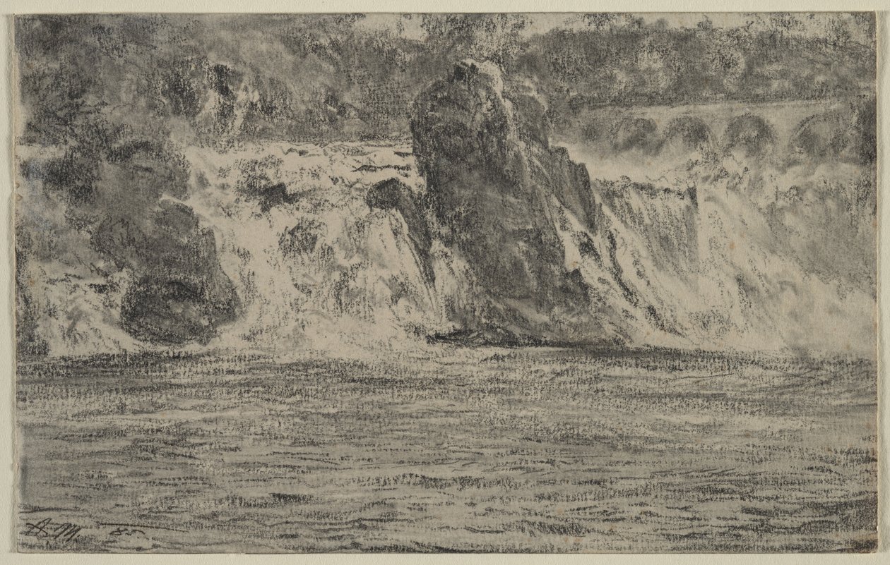 Schaffhausen'de Ren Şelalesi by Adolph Menzel