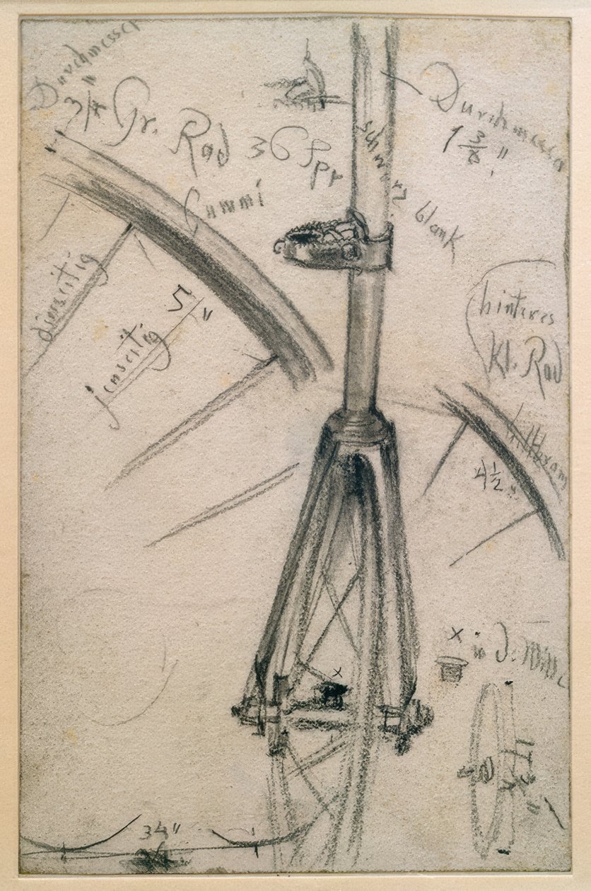 Penny farthing ile ilgili çalışmalar, teknik detaylar by Adolph Menzel