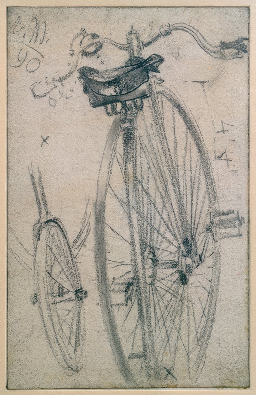 Penny farthing ile ilgili çalışmalar, teknik detaylar by Adolph Menzel