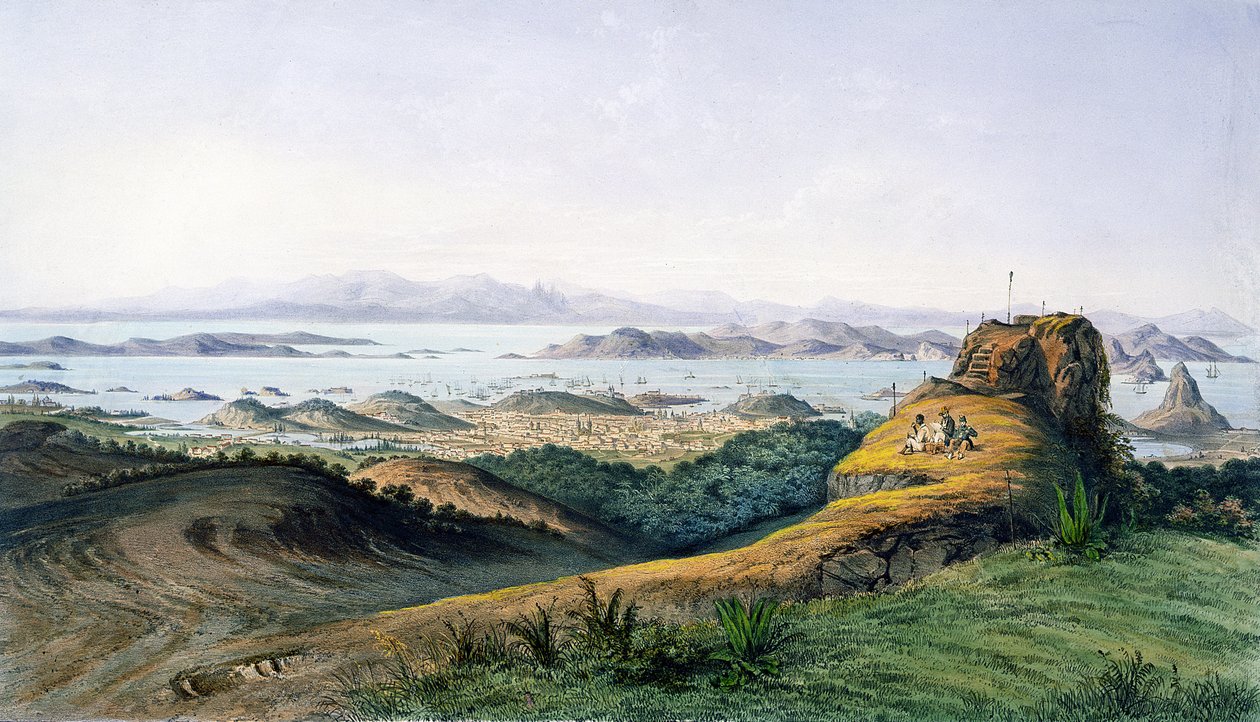 Rio de Janeiro Panoraması, Brezilya, Theodore du Moncel c.1860 tarafından oyulmuş by Adolphe D