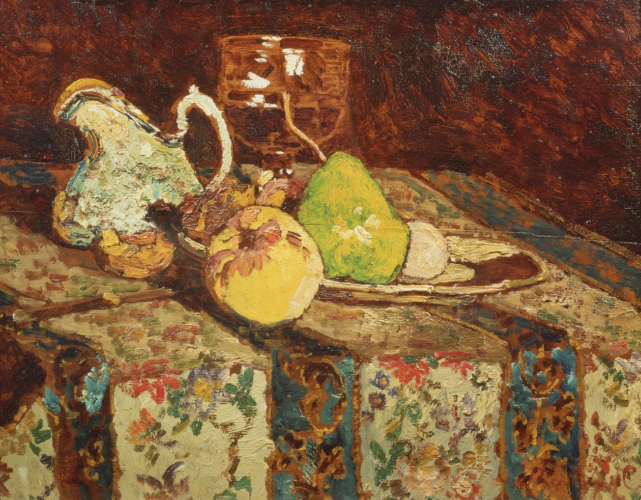 Beyaz sürahi ile natürmort, c.1878-80 (panel) by Adolphe Joseph Thomas Monticelli