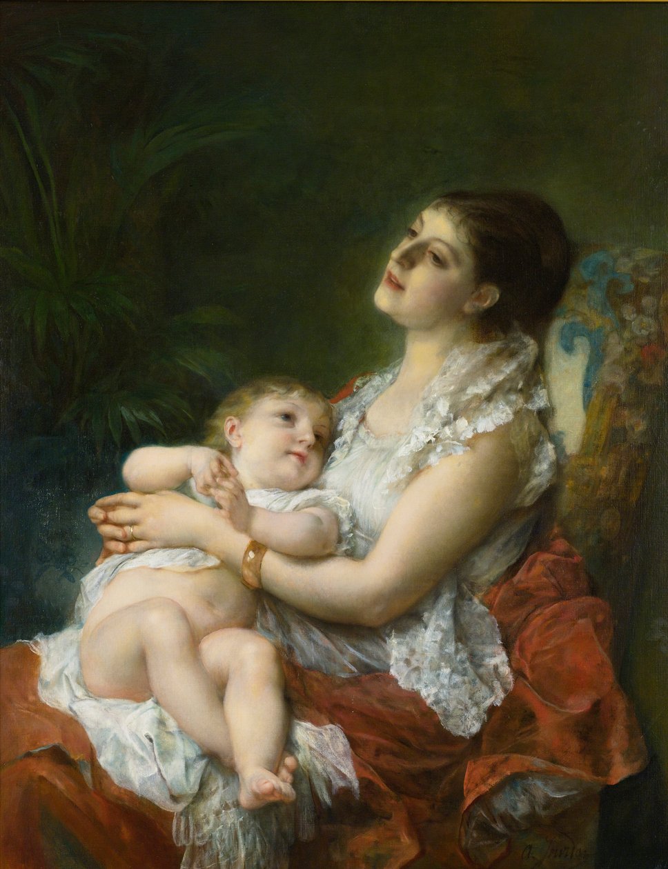 Bir Annenin Kucaklaması by Adolphe Jourdan