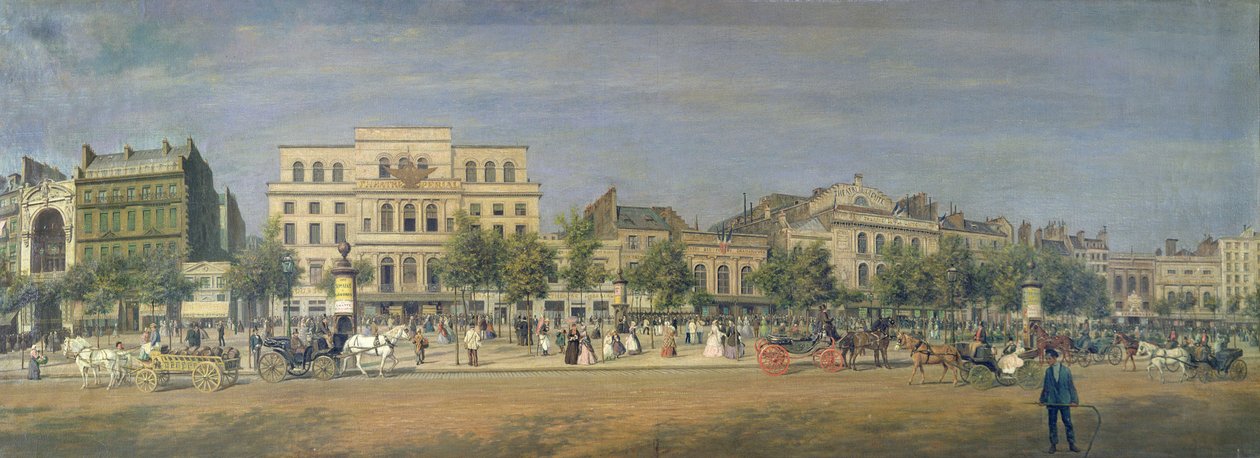 Le Boulevard du Temple ve çeşitli tiyatrolarının panoraması, 1860 dolayları by Adolphe Martial Potemont