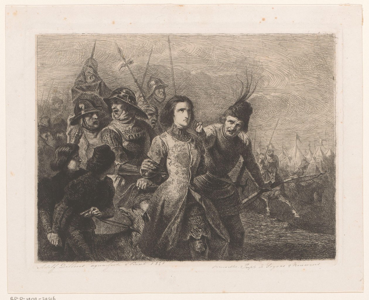 Joan of Arc askerler tarafından yakalandı ve götürüldü by Adolphe Alexandre Dillens
