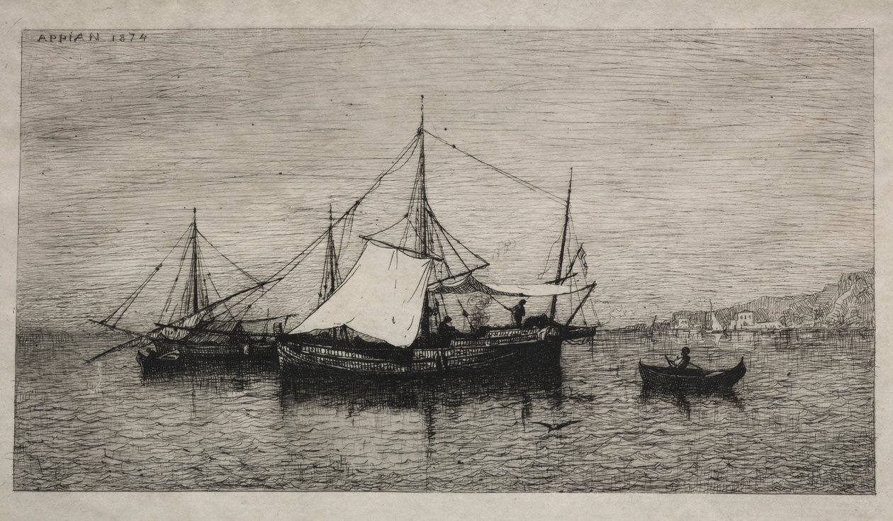 Kabotaj Tekneleri (İtalya Kıyıları) by Adolphe Appian