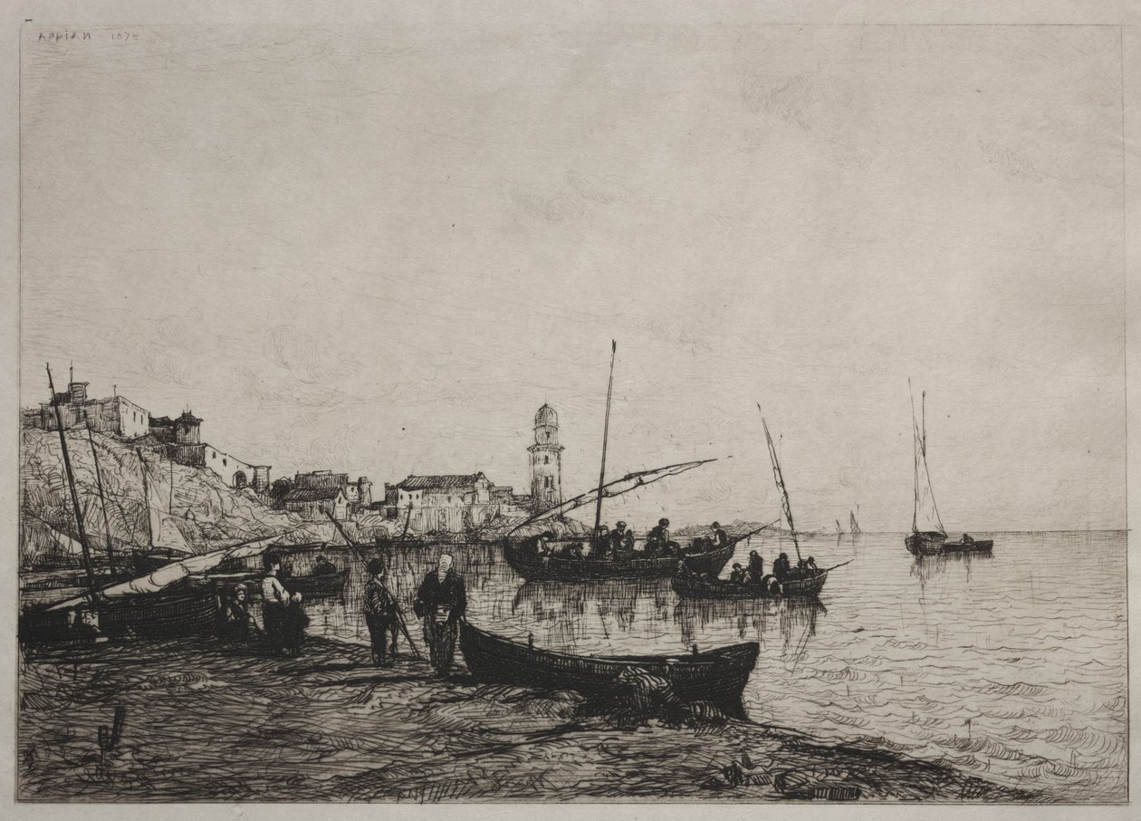 İspanya Sınırı yakınlarındaki Collioure'daki Balıkçı Teknelerinin Dönüşü by Adolphe Appian